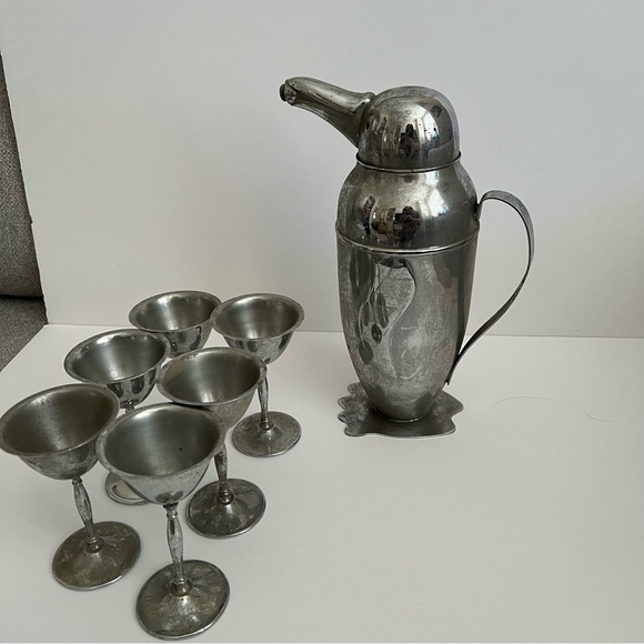 Vintage Silverplate Goblets – Set of 5 – Pewter Stemware – Mid Century Barware - Picture 7 of 7